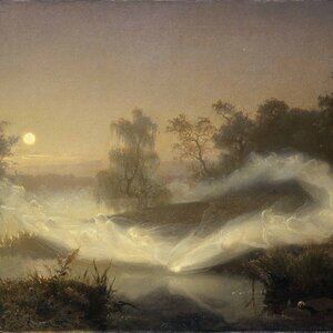 DANCING FAIRIES Art Print: 8"by10" Reproduction. Fairy Mist Under the Moonlight